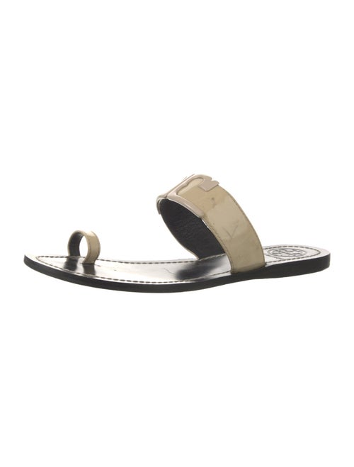 Tory Burch Signature Logo Patent Leather Slides