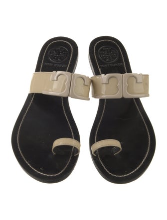 Tory Burch Signature Logo Patent Leather Slides