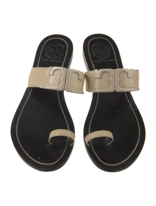 Tory Burch Signature Logo Patent Leather Slides