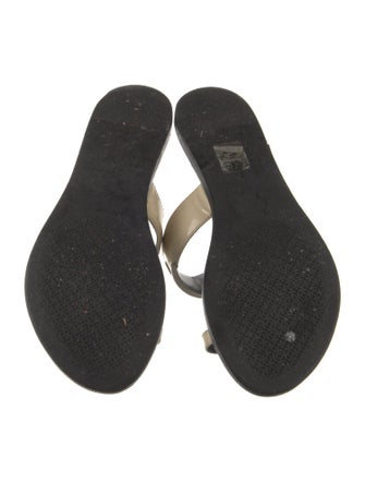 Tory Burch Signature Logo Patent Leather Slides