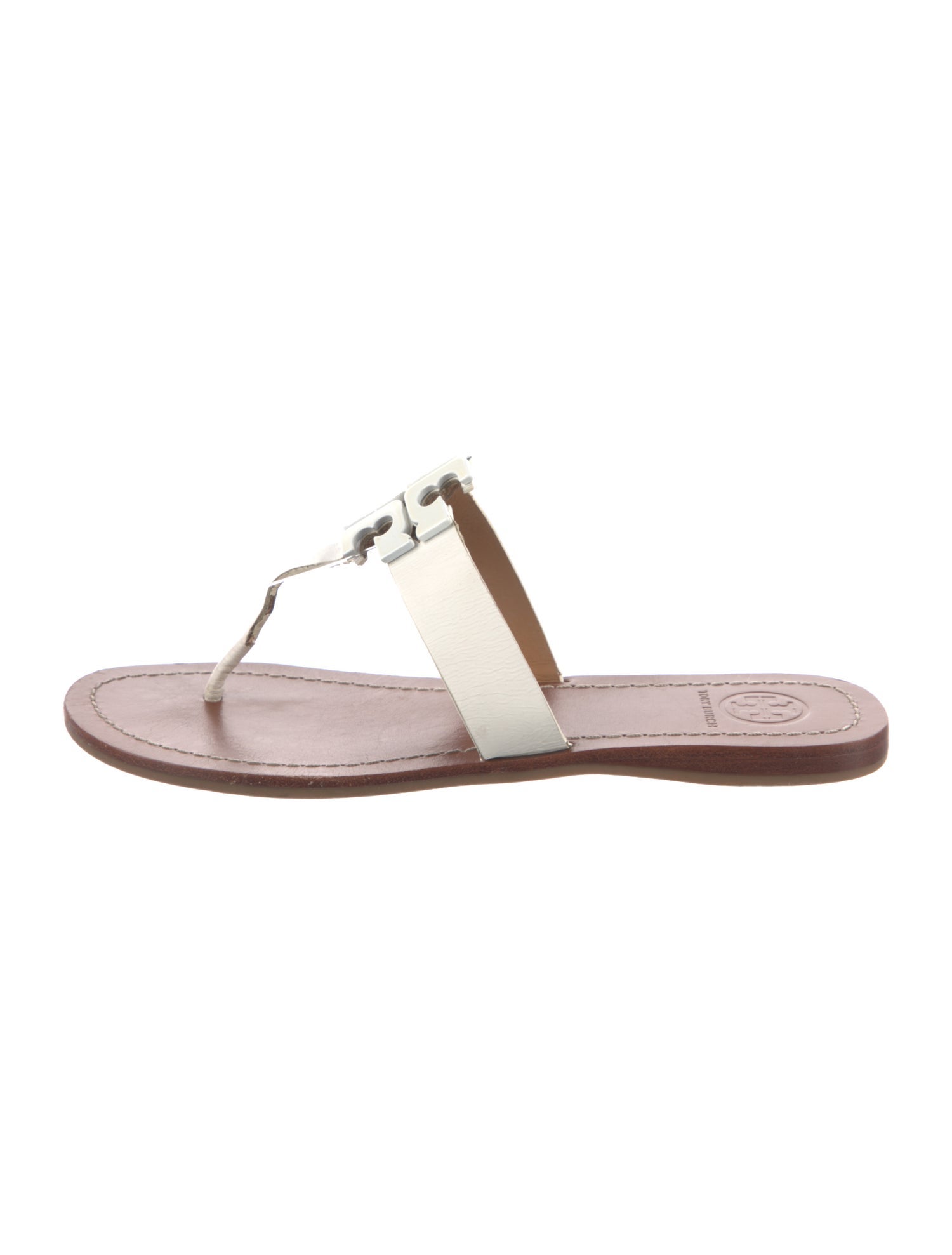 Tory Burch Signature Logo Leather Slides
