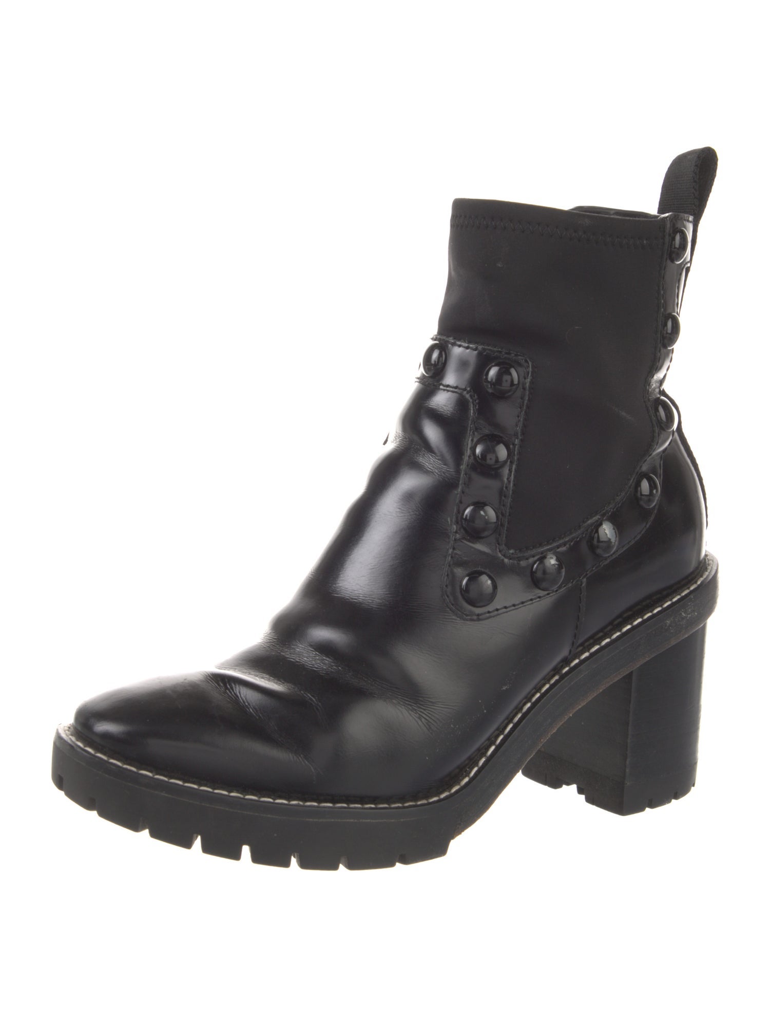 Tory Burch Leather Studded Accents Combat Boots