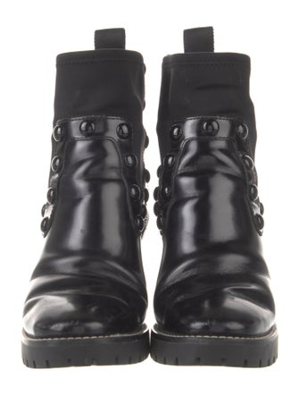 Tory Burch Leather Studded Accents Combat Boots