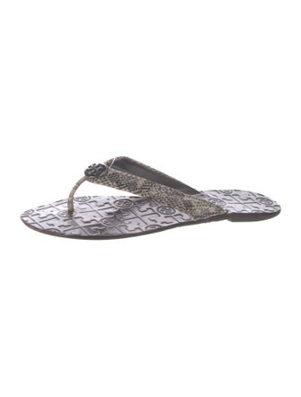 Tory Burch Snakeskin Animal Print Flip Flops