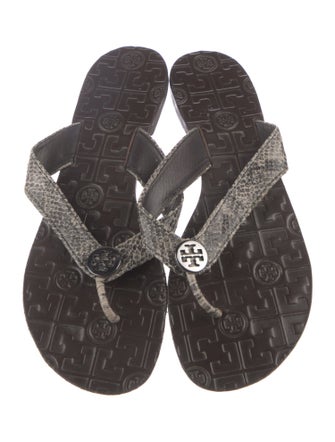 Tory Burch Snakeskin Animal Print Flip Flops
