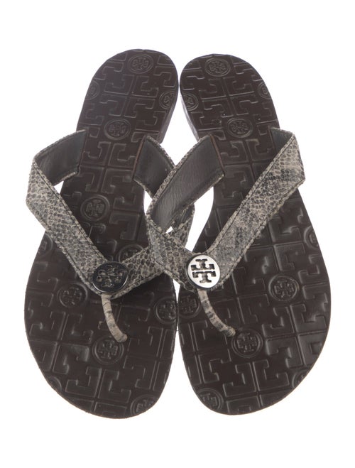 Tory Burch Snakeskin Animal Print Flip Flops