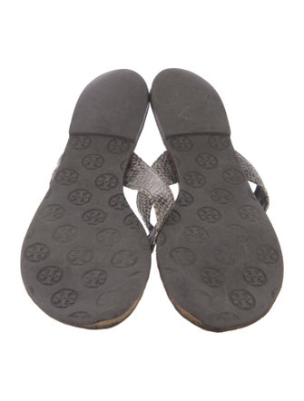 Tory Burch Snakeskin Animal Print Flip Flops
