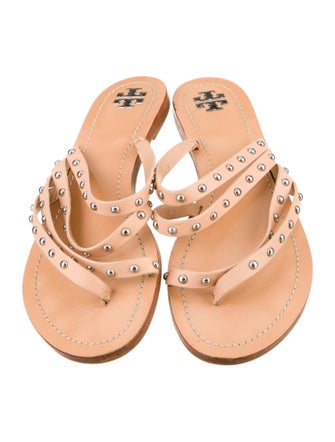 Tory Burch Leather Studded Accents Slides