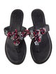 Tory Burch Leather Crystal Embellishments Slides