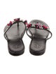 Tory Burch Leather Crystal Embellishments Slides