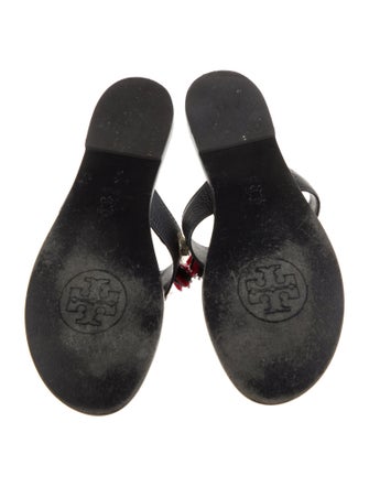 Tory Burch Leather Crystal Embellishments Slides