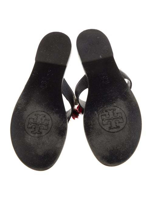 Tory Burch Leather Crystal Embellishments Slides