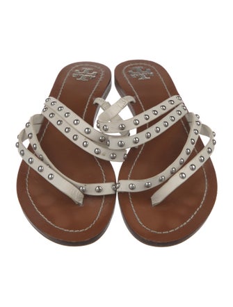 Tory Burch Leather Studded Accents Slides