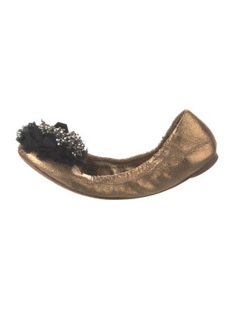 Tory Burch Leather Beaded Accents Ballet Flats