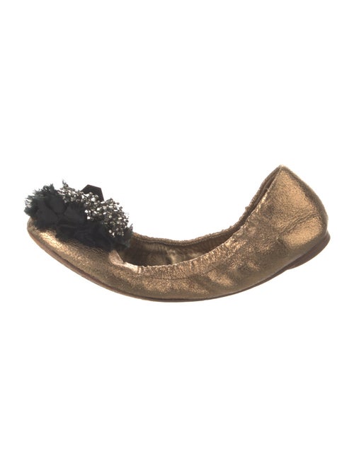 Tory Burch Leather Beaded Accents Ballet Flats