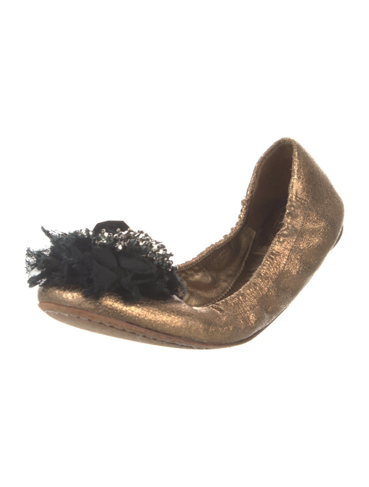 Tory Burch Leather Beaded Accents Ballet Flats