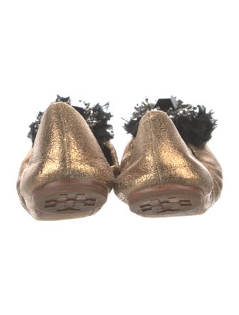Tory Burch Leather Beaded Accents Ballet Flats