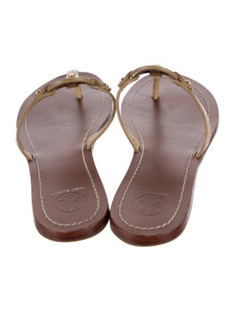 Tory Burch Signature Logo Leather Slides