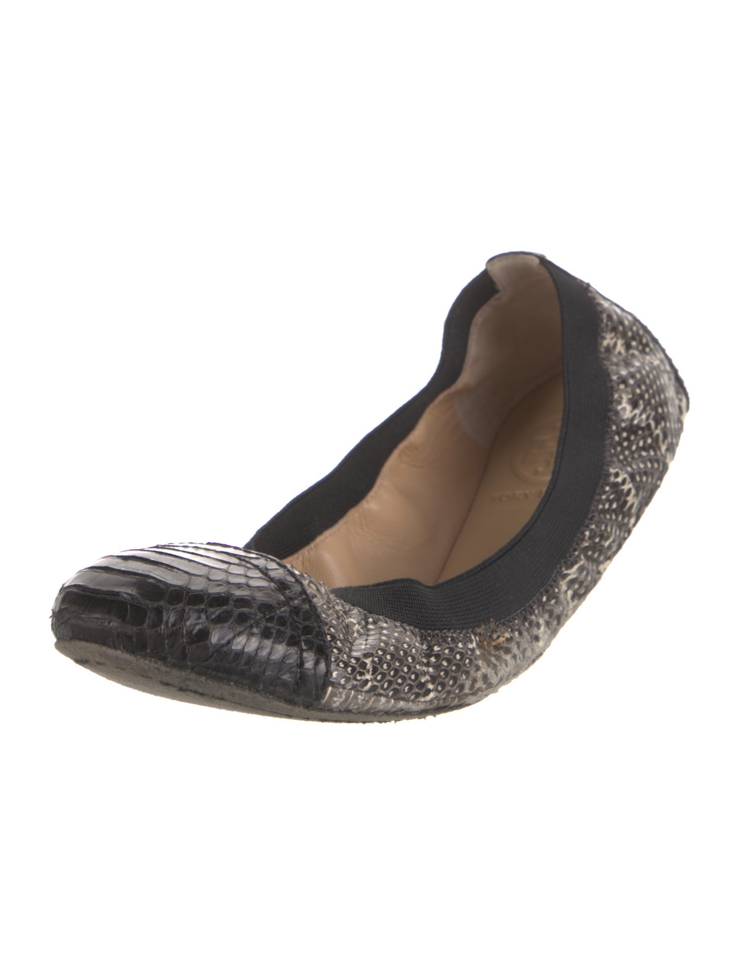 Tory Burch Embossed Leather Animal Print Ballet Flats