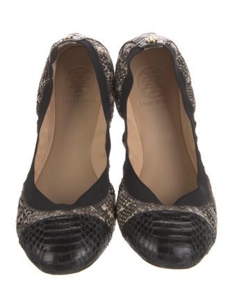 Tory Burch Embossed Leather Animal Print Ballet Flats