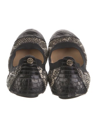 Tory Burch Embossed Leather Animal Print Ballet Flats