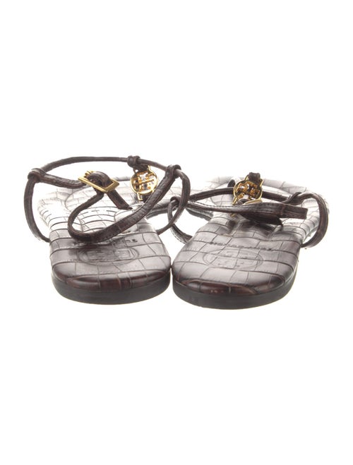 Tory Burch Signature Logo Leather T-Strap Sandals