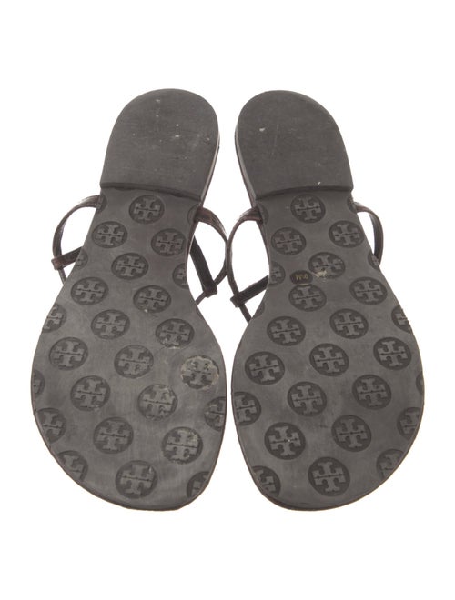 Tory Burch Signature Logo Leather T-Strap Sandals