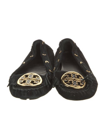 Tory Burch Suede Fringe Trim Accent Loafers