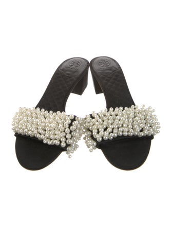 Tory Burch Satin Beaded Accents Slides