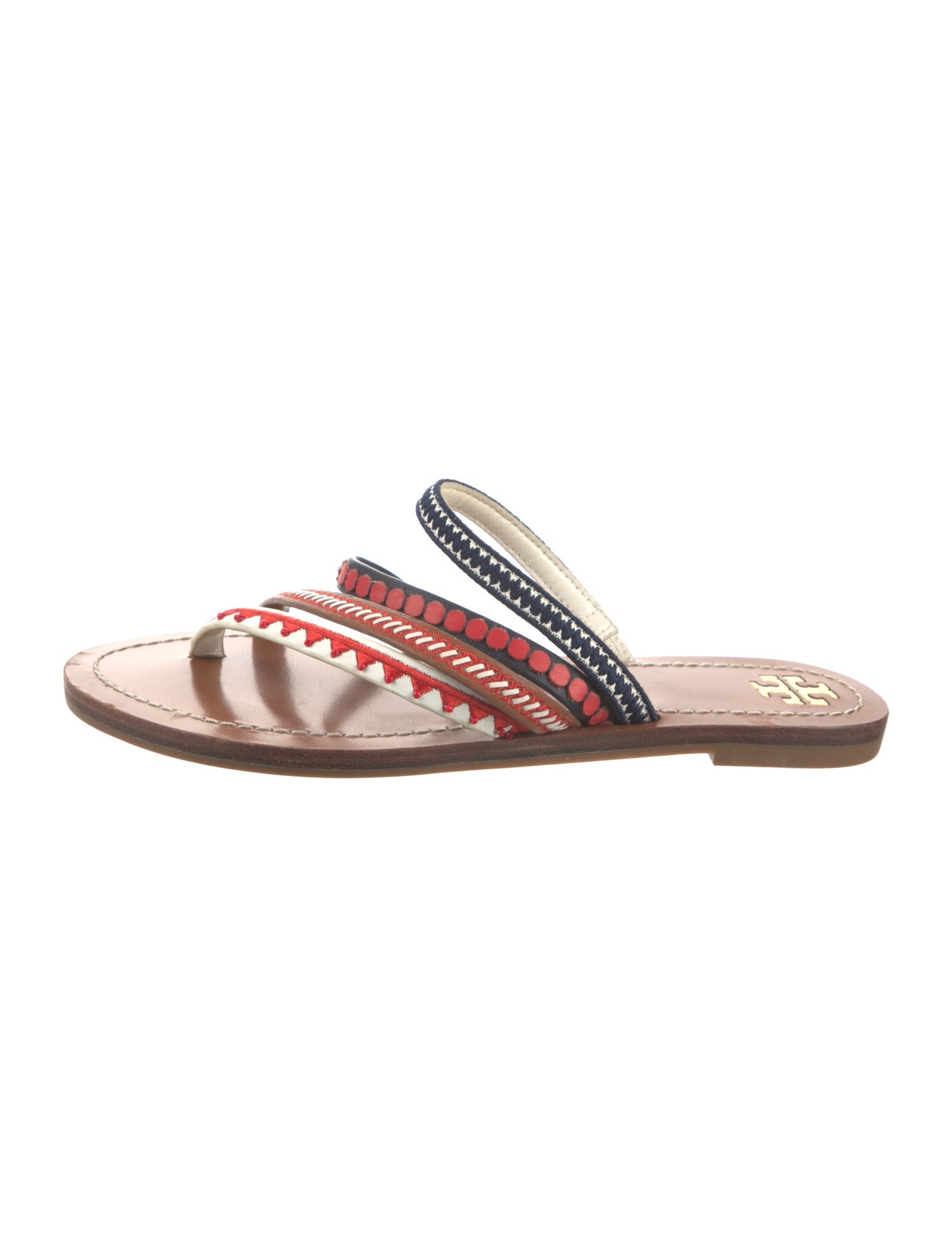 Tory Burch Leather Striped Slides