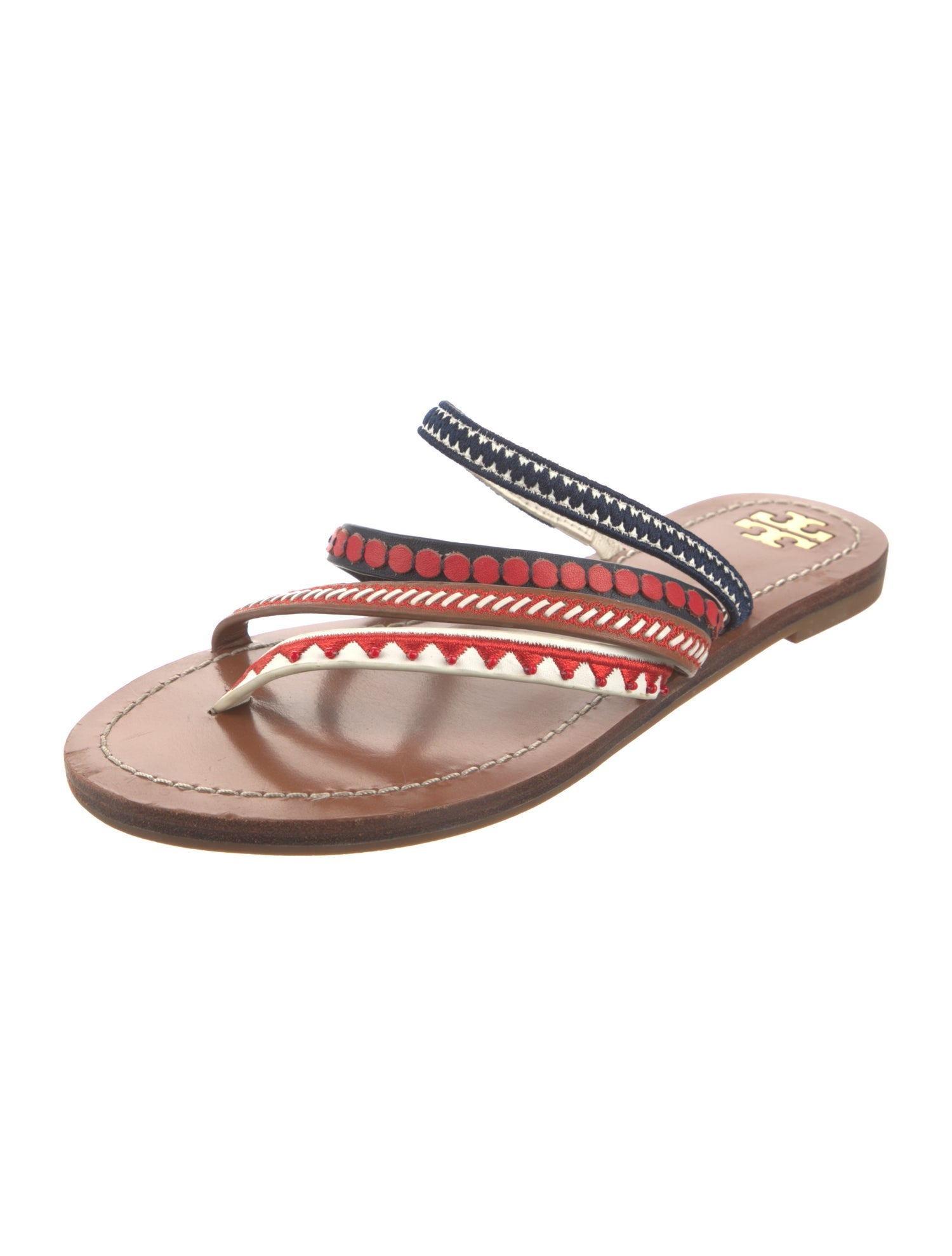 Tory Burch Leather Striped Slides