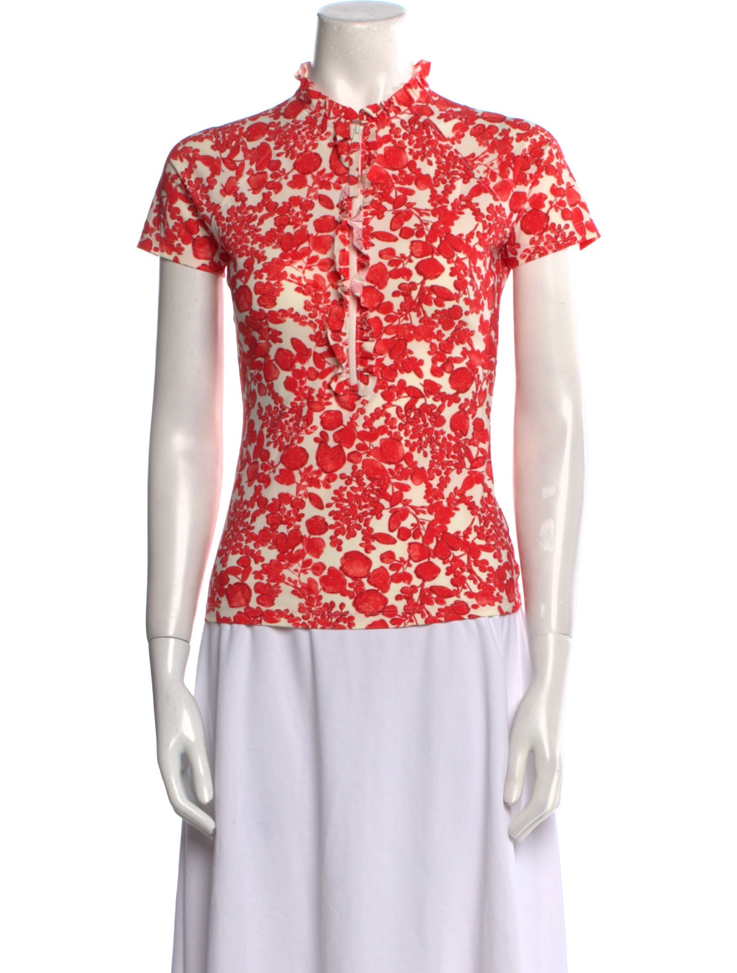 Tory Burch Lace Pattern Mock Neck Top