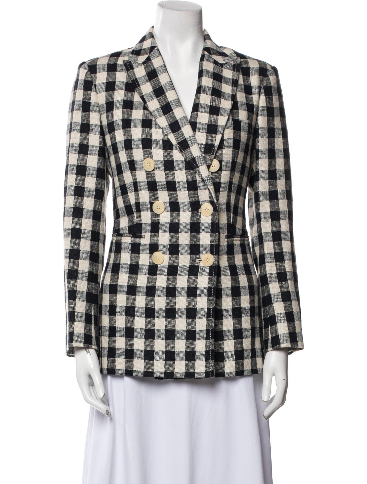 Tory Burch Linen Plaid Print Blazer