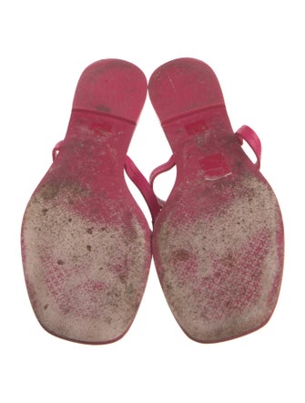 Tory Burch Signature Logo Leather T-Strap Sandals