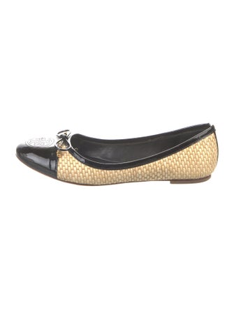 Tory Burch Straw Bow Accents Ballet Flats