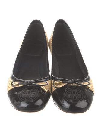 Tory Burch Straw Bow Accents Ballet Flats
