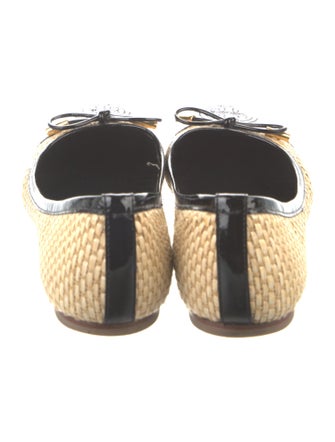 Tory Burch Straw Bow Accents Ballet Flats