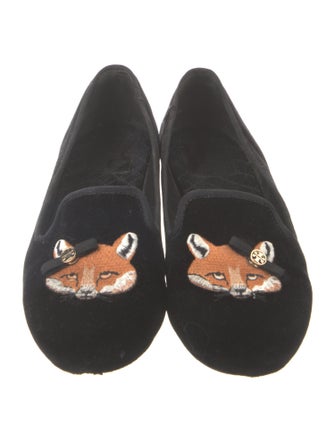 Tory Burch Velvet Graphic Print Loafers
