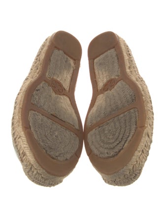 Tory Burch Canvas Leather Trim Embellishment Espadrilles