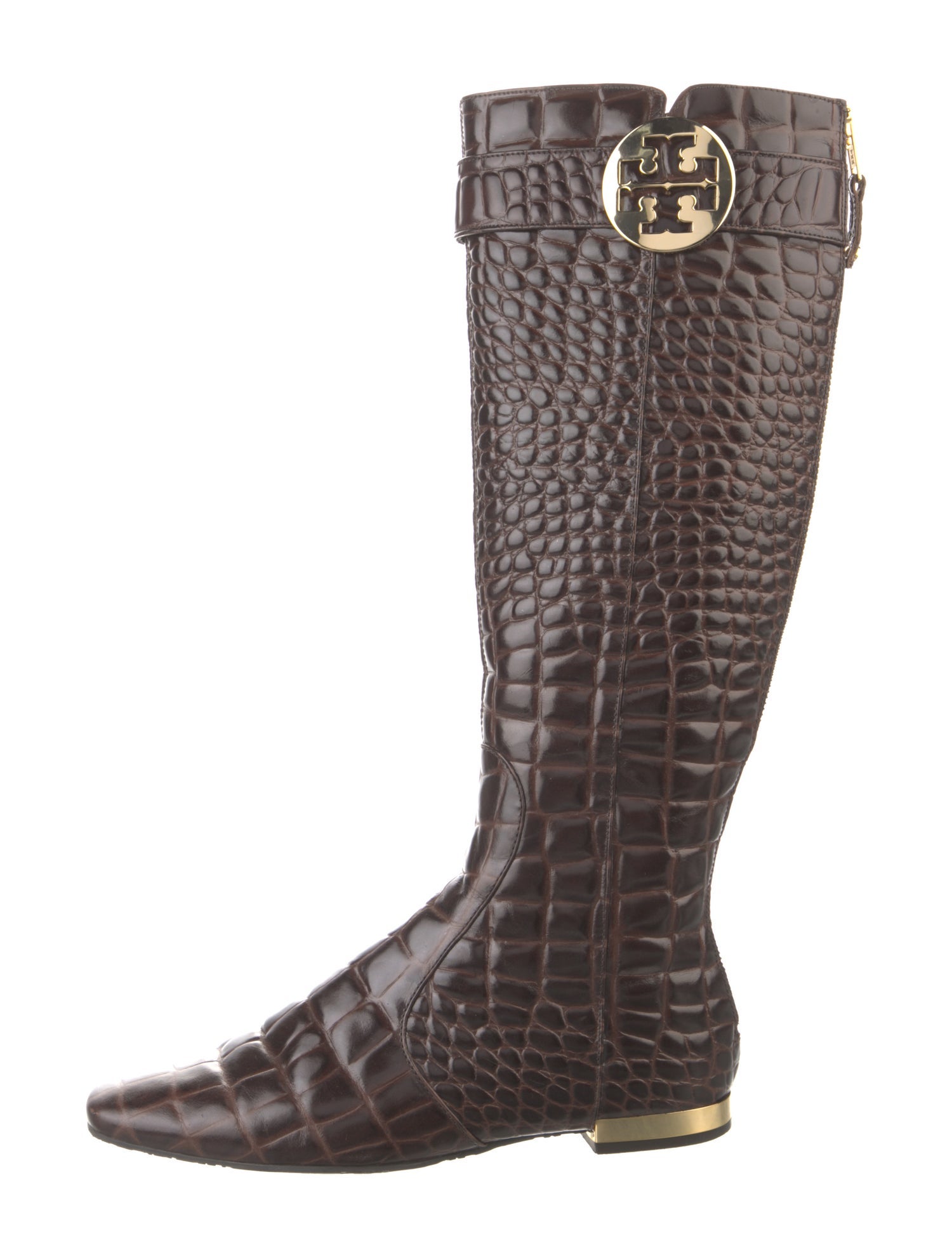 Tory Burch Vintage Embossed Leather Riding Boots