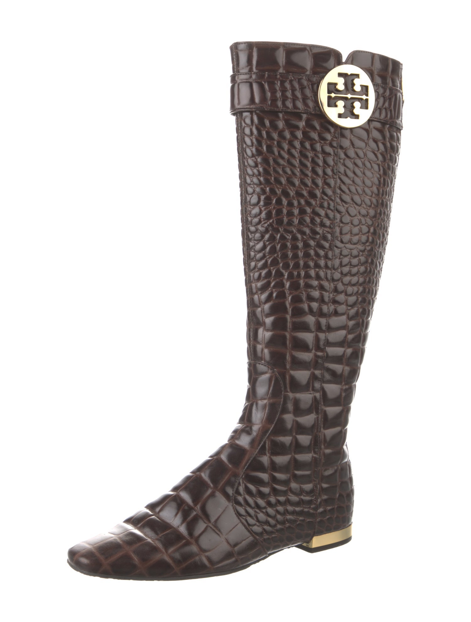 Tory Burch Vintage Embossed Leather Riding Boots