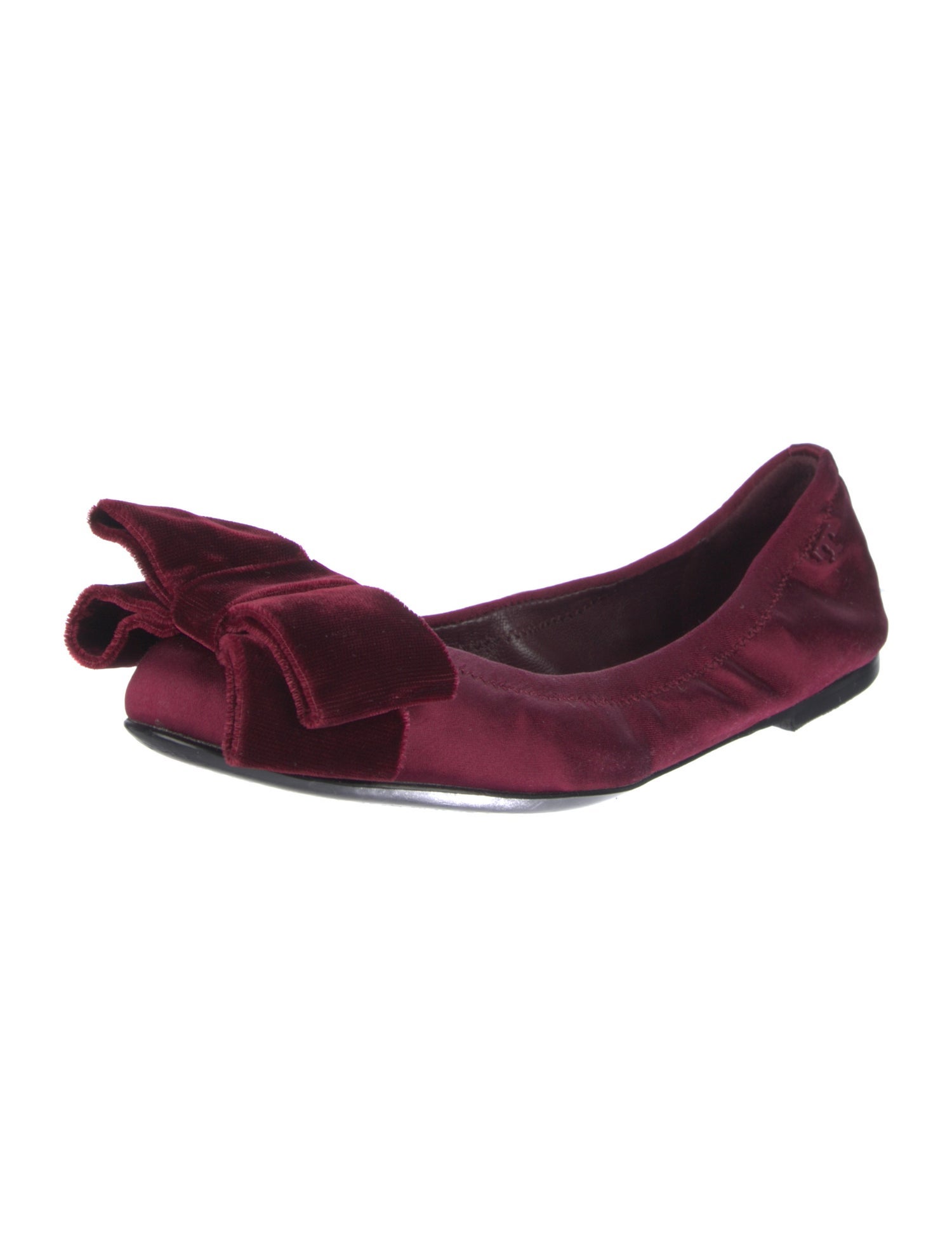 Tory Burch Satin Bow Accents Ballet Flats