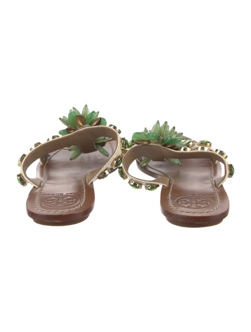 Tory Burch Leather Crystal Embellishments Slides