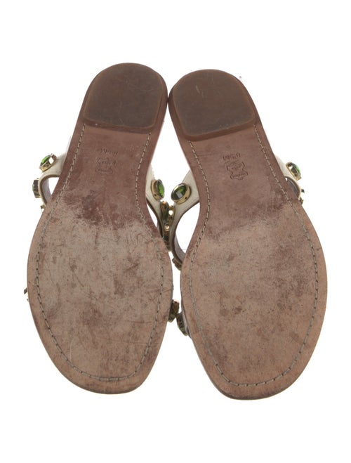 Tory Burch Leather Crystal Embellishments Slides