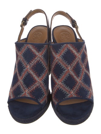 Tory Burch Suede Printed Slingback Sandals