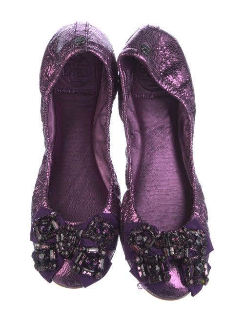Tory Burch Leather Floral Print Ballet Flats