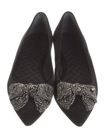 Tory Burch Suede Bow Accents Flats