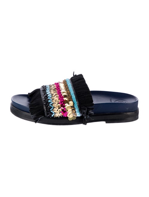 Tory Burch Leather Sequin Embellishments Slides
