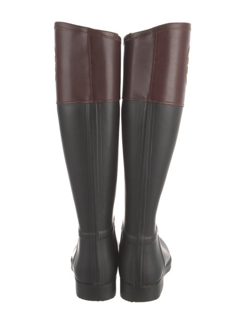 Tory Burch Rubber Leather Trim Embellishment Rain Boots
