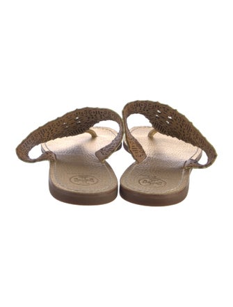 Tory Burch Leather Animal Print Slides